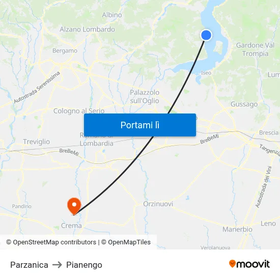 Parzanica to Pianengo map