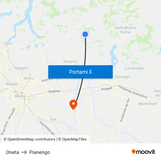 Oneta to Pianengo map