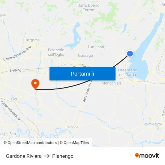 Gardone Riviera to Pianengo map