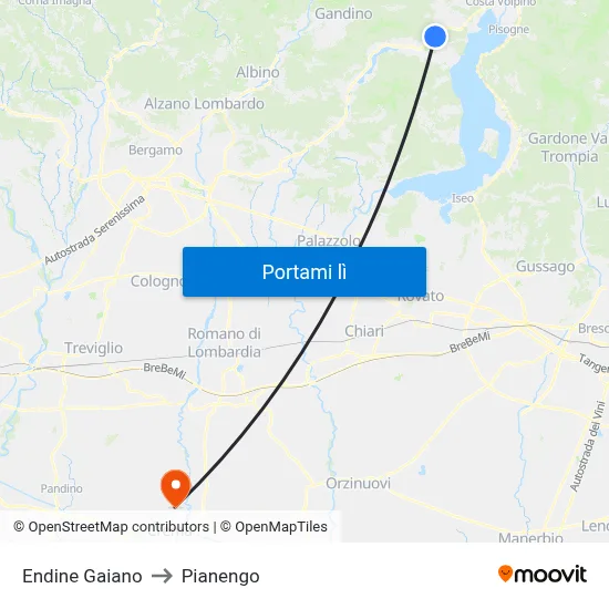 Endine Gaiano to Pianengo map