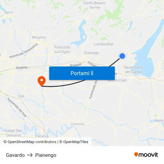 Gavardo to Pianengo map