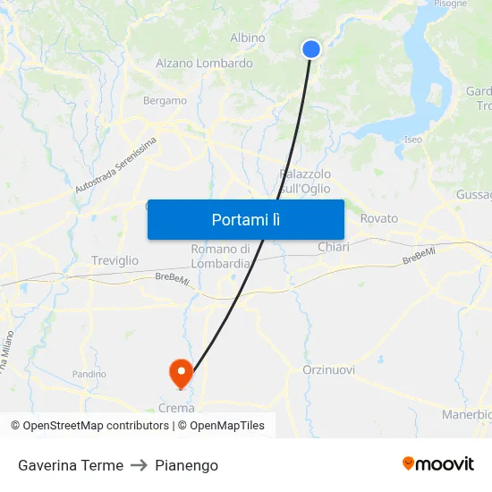 Gaverina Terme to Pianengo map