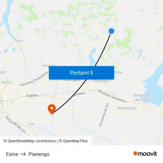 Esine to Pianengo map