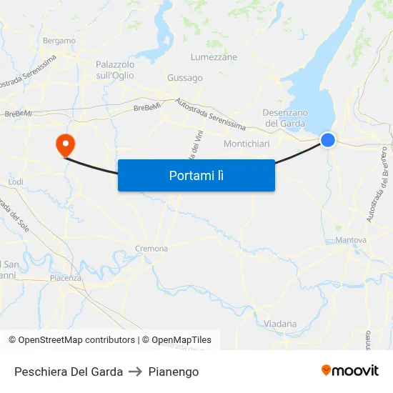 Peschiera Del Garda to Pianengo map