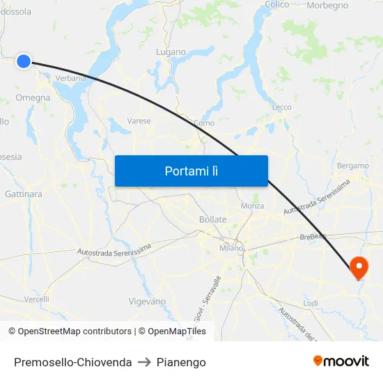 Premosello-Chiovenda to Pianengo map