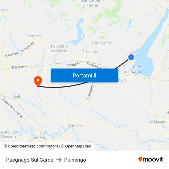 Puegnago Sul Garda to Pianengo map