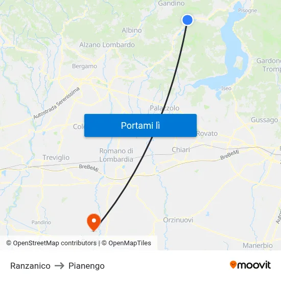 Ranzanico to Pianengo map