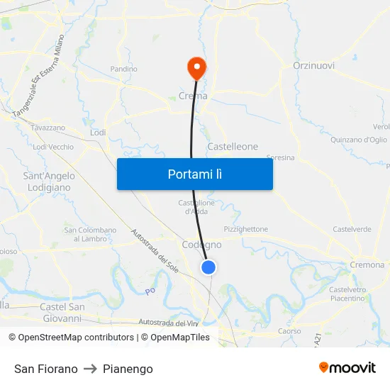 San Fiorano to Pianengo map