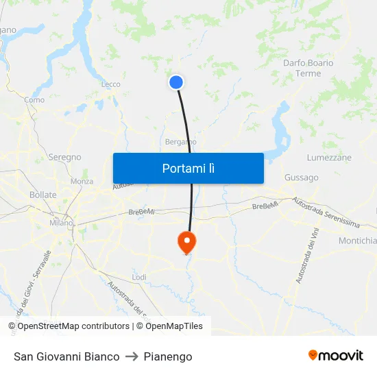 San Giovanni Bianco to Pianengo map