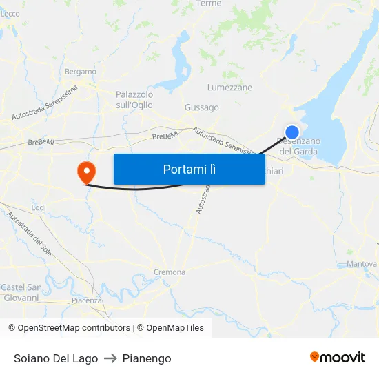Soiano Del Lago to Pianengo map