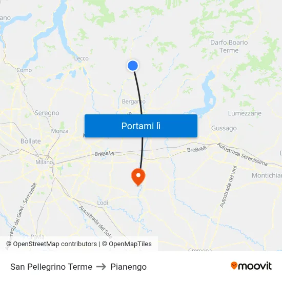 San Pellegrino Terme to Pianengo map