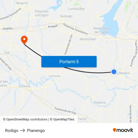 Rodigo to Pianengo map
