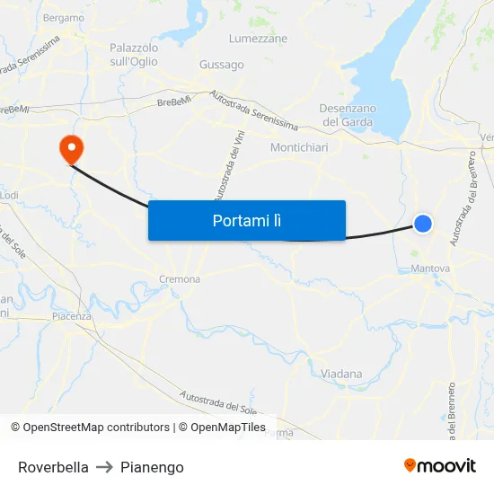 Roverbella to Pianengo map