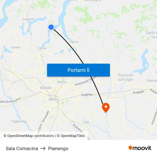 Sala Comacina to Pianengo map