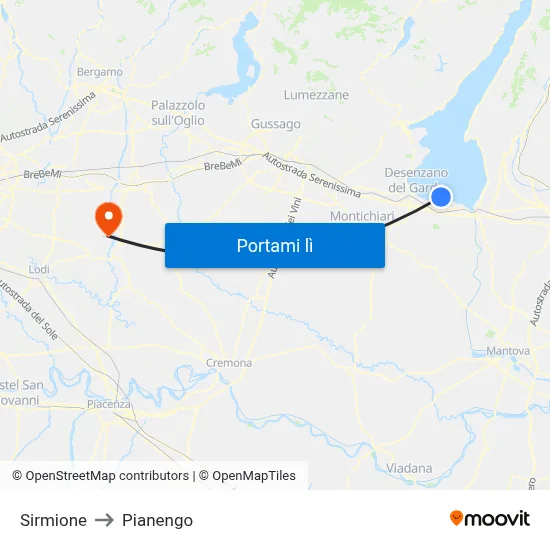 Sirmione to Pianengo map