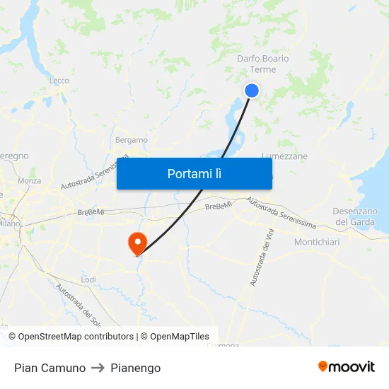 Pian Camuno to Pianengo map