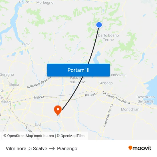 Vilminore Di Scalve to Pianengo map