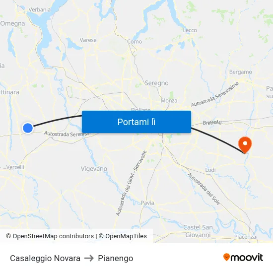 Casaleggio Novara to Pianengo map