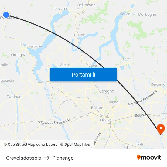 Crevoladossola to Pianengo map