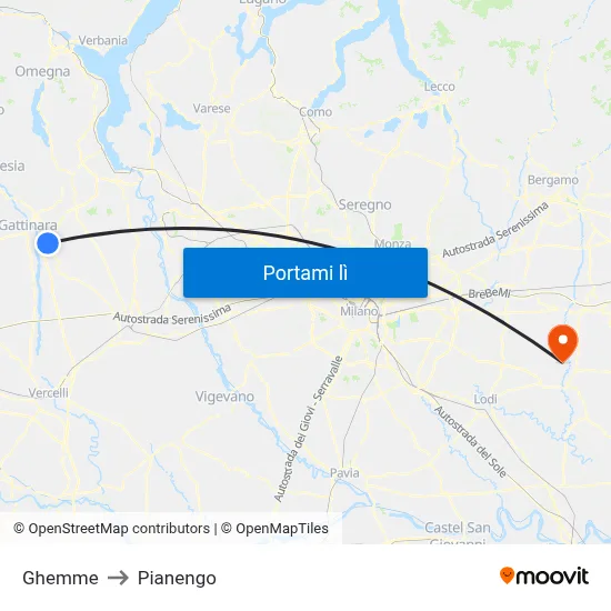 Ghemme to Pianengo map
