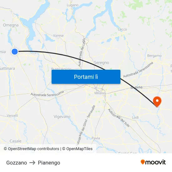 Gozzano to Pianengo map
