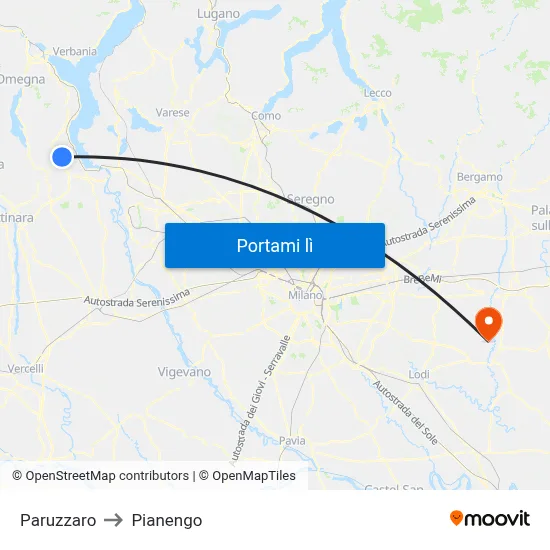 Paruzzaro to Pianengo map