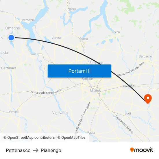 Pettenasco to Pianengo map