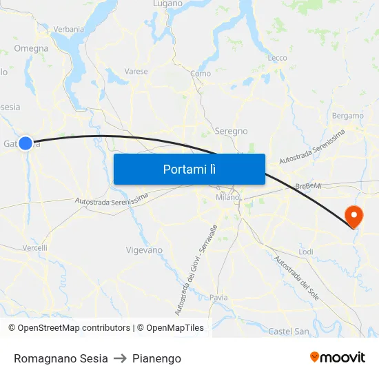 Romagnano Sesia to Pianengo map