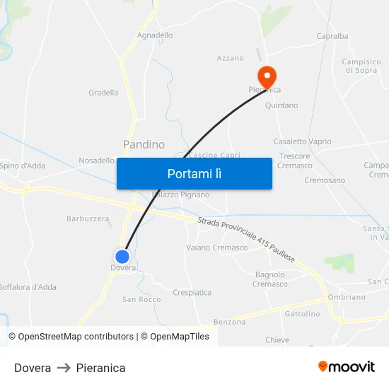Dovera to Pieranica map