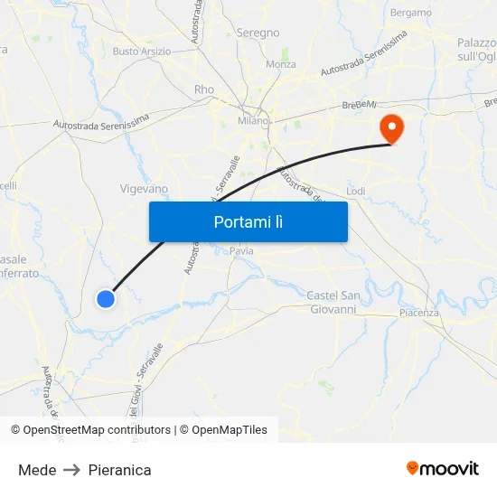 Mede to Pieranica map