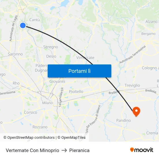 Vertemate Con Minoprio to Pieranica map