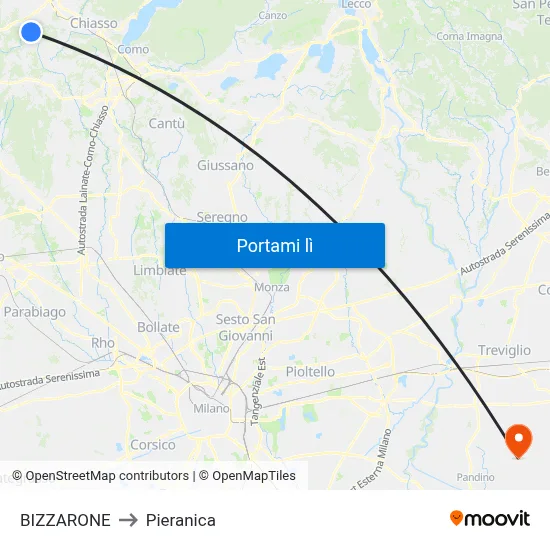 BIZZARONE to Pieranica map