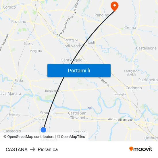 CASTANA to Pieranica map
