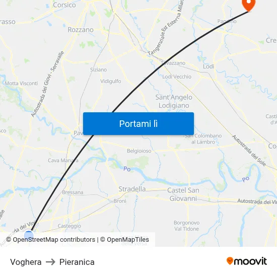 Voghera to Pieranica map