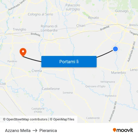 Azzano Mella to Pieranica map