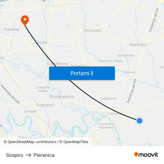 Sospiro to Pieranica map
