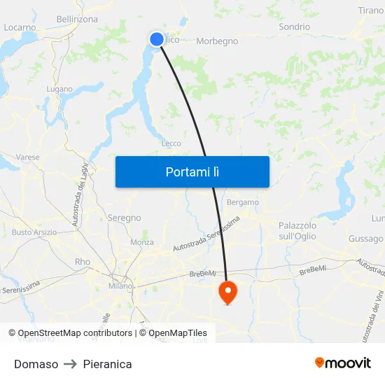Domaso to Pieranica map