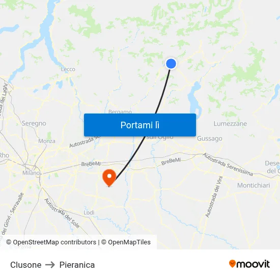 Clusone to Pieranica map