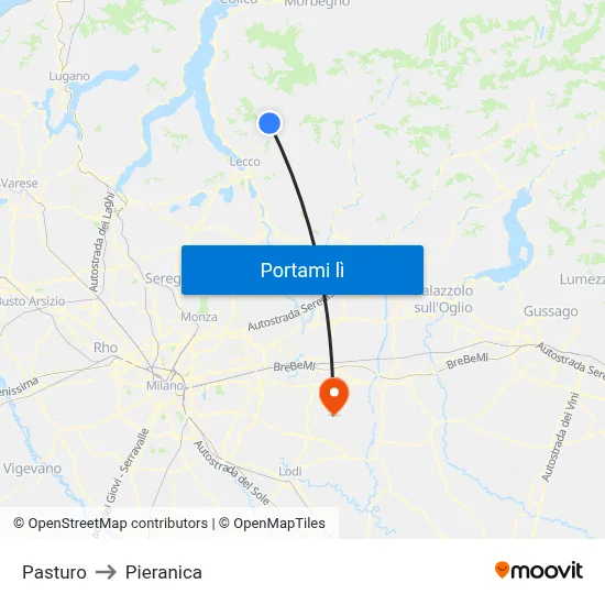 Pasturo to Pieranica map