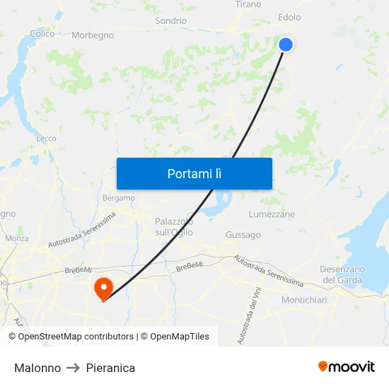 Malonno to Pieranica map
