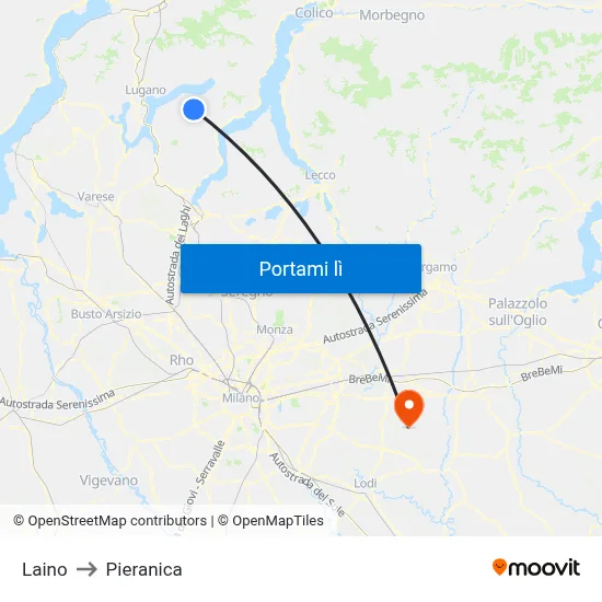 Laino to Pieranica map