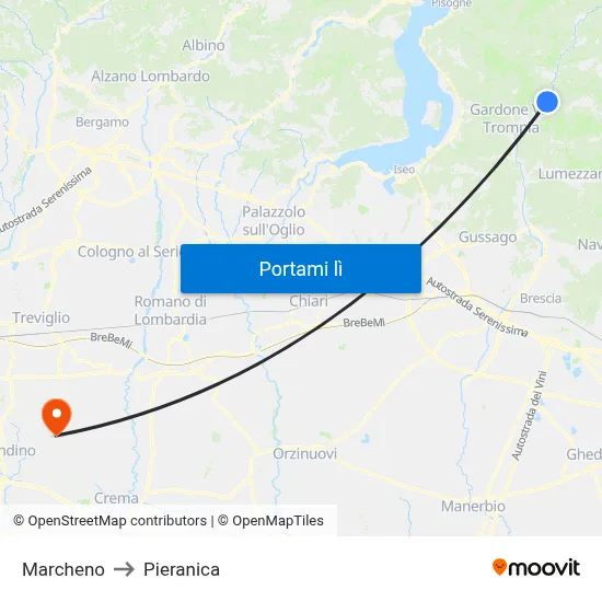 Marcheno to Pieranica map