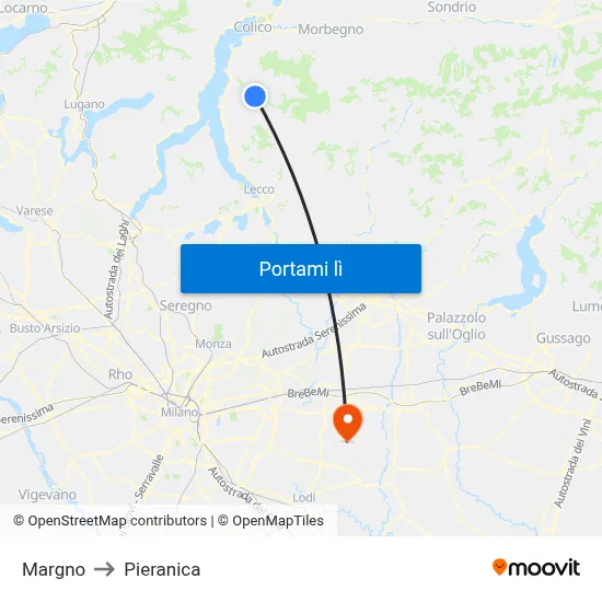 Margno to Pieranica map