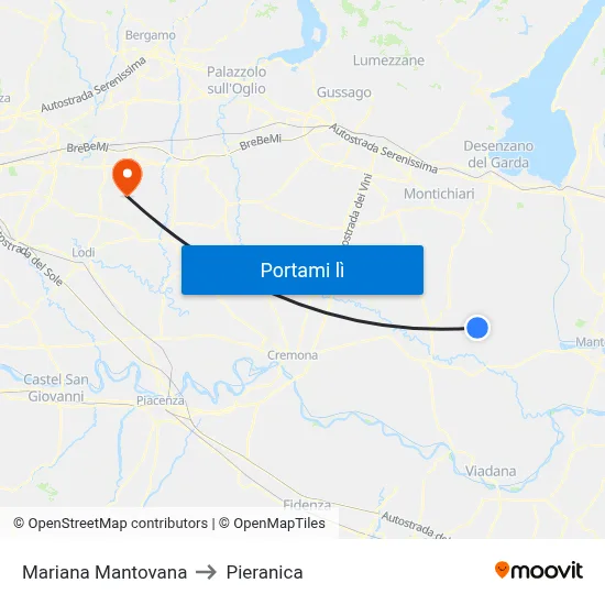 Mariana Mantovana to Pieranica map