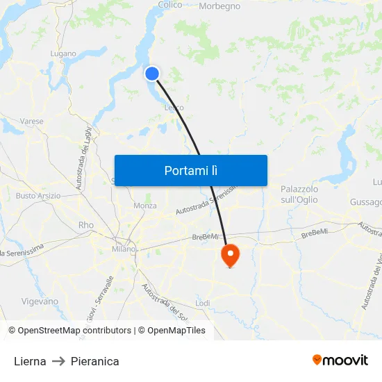 Lierna to Pieranica map