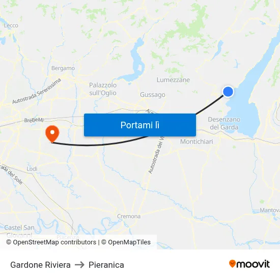 Gardone Riviera to Pieranica map