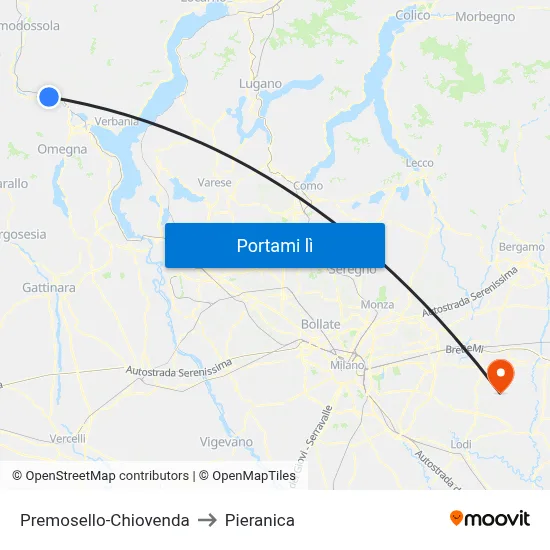 Premosello-Chiovenda to Pieranica map