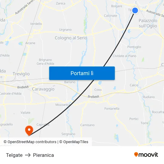 Telgate to Pieranica map