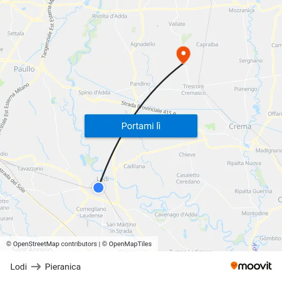 Lodi to Pieranica map