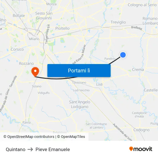 Quintano to Pieve Emanuele map